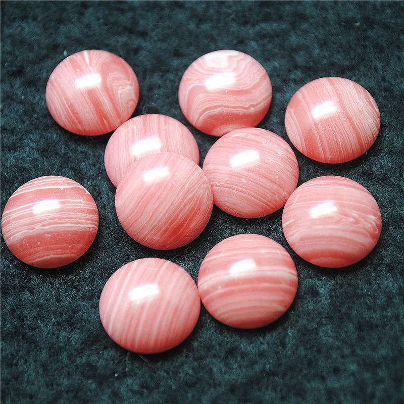 

10PCS New Synthetic Rhodonite Cabochons Round Shape For Women's Pendants Making 4MM 6MM 8MM 12MM 14MM 16MM 18MM 20MM No Holes