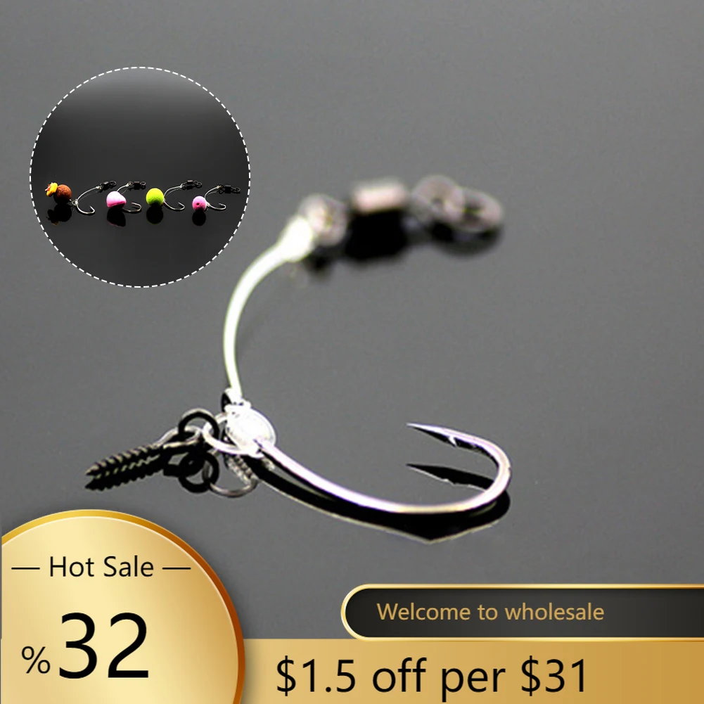 

3pcs Fishing Hooks Carp Fishing Ready Tied Ronnie Rigs Pre Made Spinner Rig Stainless Steel Barbed Hooks Tackle Accessories
