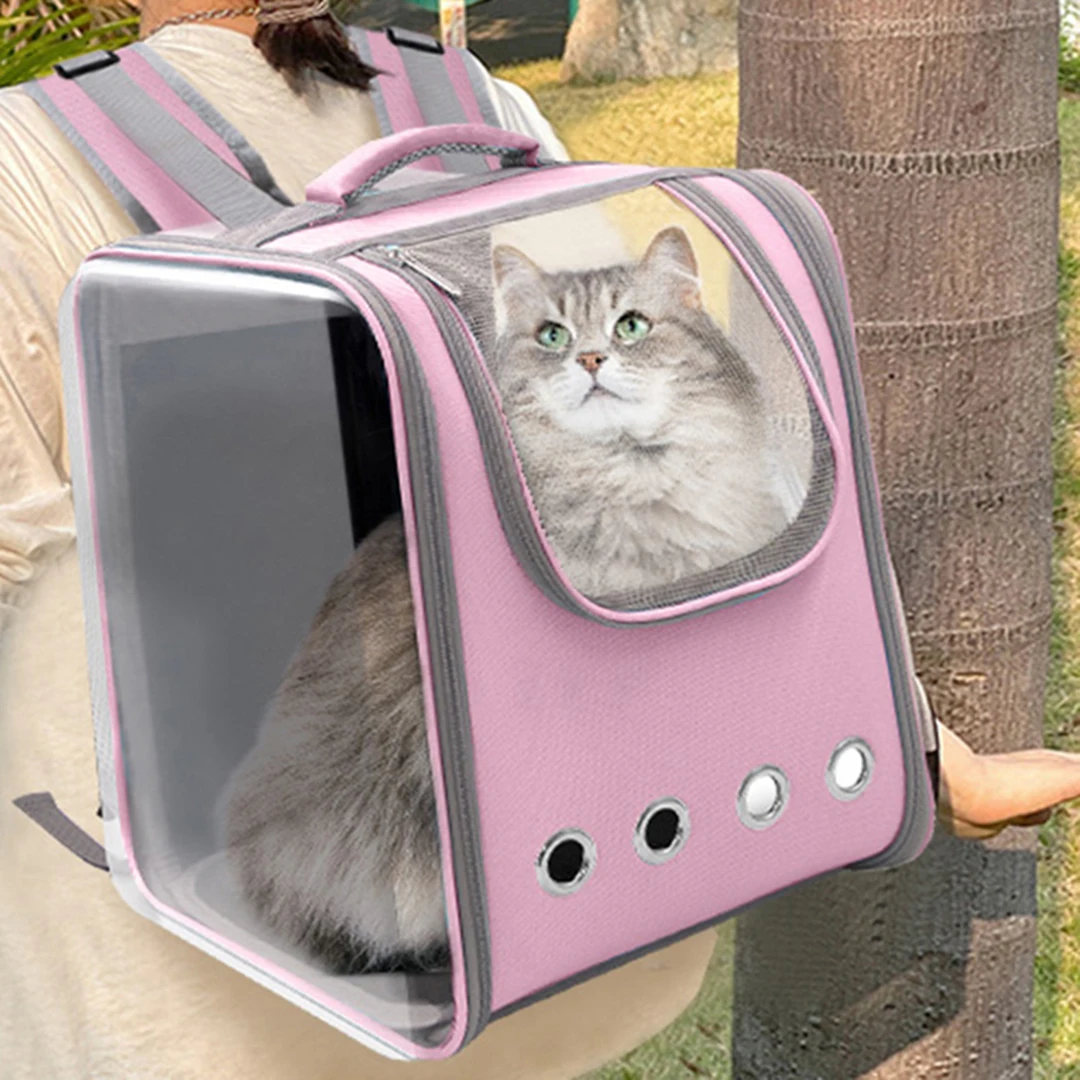 

Cat Carrier Backpack Pet Transport Foldable Backpacks Shoulder Bag Breathable Travel Space Capsule Cage Visible Carrier For Cats