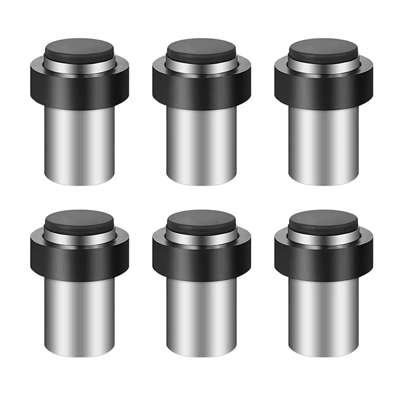 

Best 6Pieces Door Stops Floor Mounted Door Stopper Stainless Steel Cylindrical Floor Door Stop For Bottom Or Top Of Door