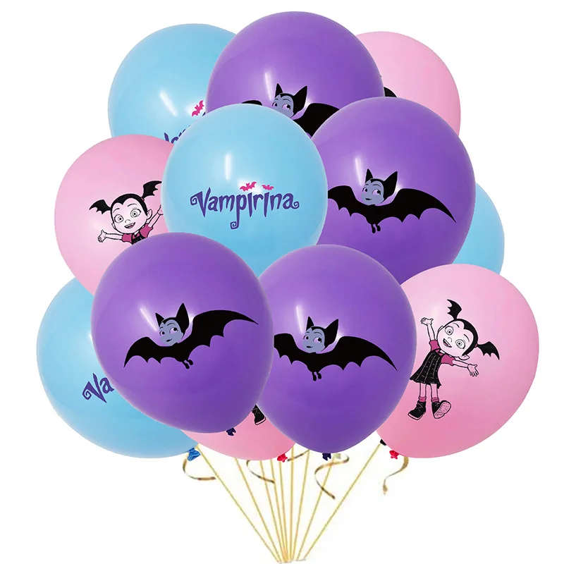 10/20pcs 12inch Disney Vampirina Girl Latex Balloon Inflatable Happy Birthday Decor Purple Vampired Party Balloons Halloween