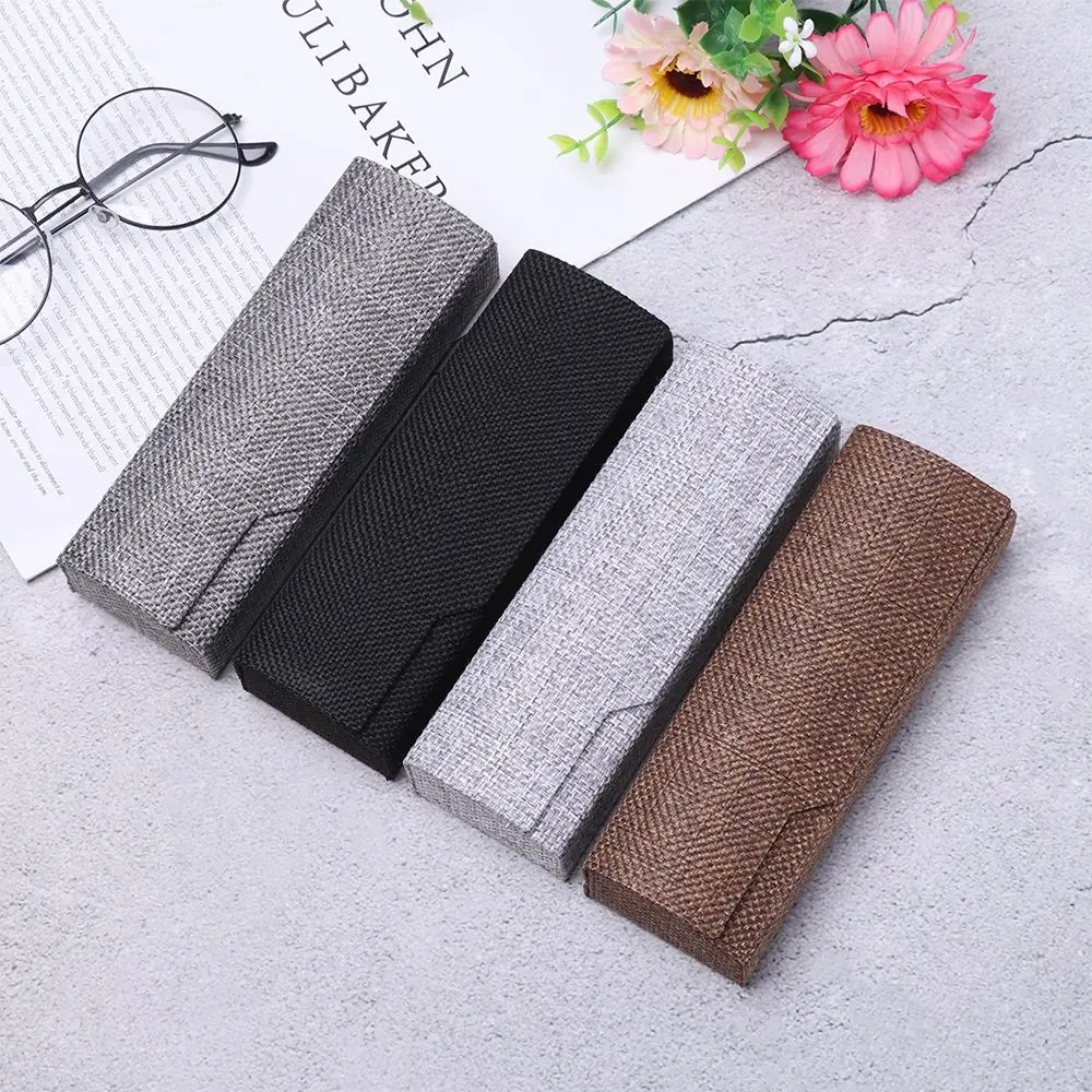 

Men Women Vintage Retro Square Glasses Box Sunglasses Linen Folding Eyewear Case Optical Handmade Storage Glasses Case New