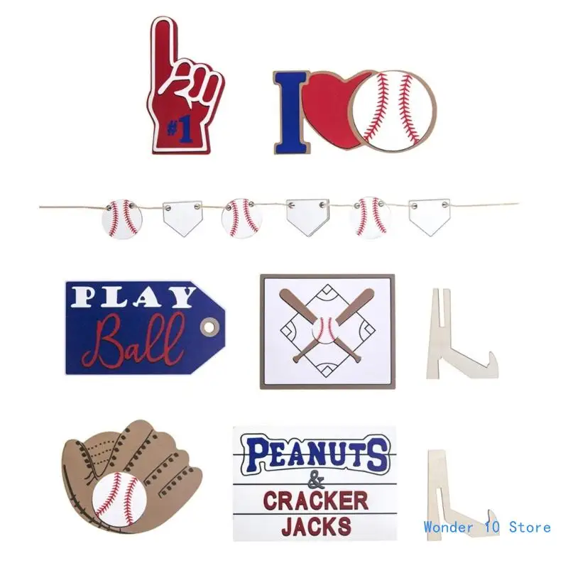 

Baseball Tiered Tray Set Home Party Decorative Mini Wood Sign Baseball Family