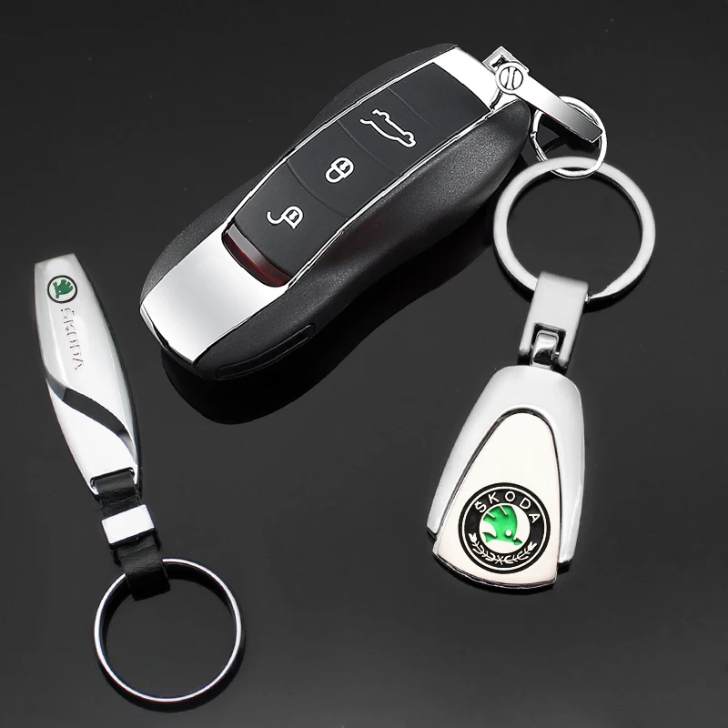 Metal+Braided rope or leather Car Styling Keychain Key Chain Key Rings For Skoda Octavia 2 3 Superb Rapid Kodiaq Fabia Roomster images - 6