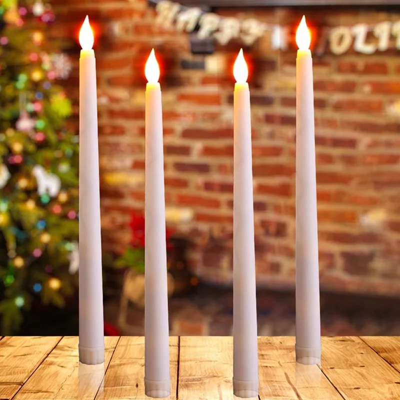 

Long Christmas LED Candles Flameless Battery Powered Pointed Candle Light Decorative Church Flickering Candle Light for Event