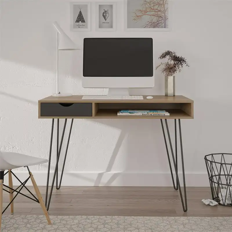 

Concord Computer Desk with Storage, Natural/Black
