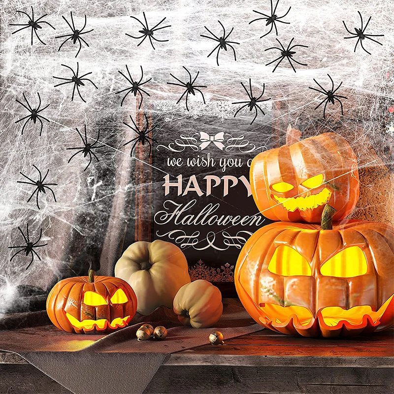 

Halloween Scary Party Scene Props White Stretchy Cobweb Spider Web Horror Halloween Decoration For Bar Haunted House