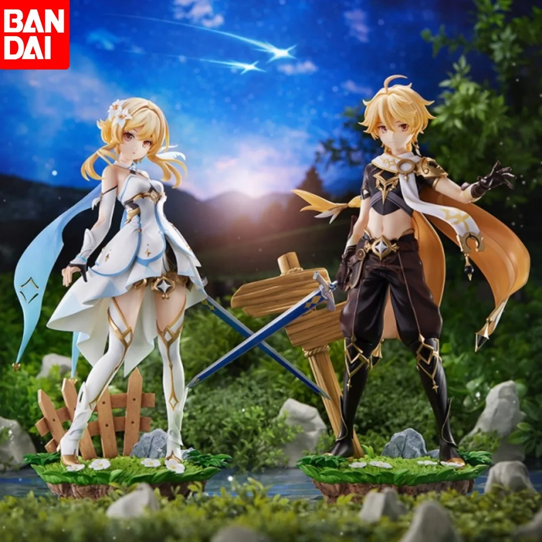 

27cm Anime Genshin Impact Figure Lumine Aether Action Figures 25cm Pvc Anime Collectible Cute Pvc Model Doll Toys Gifts