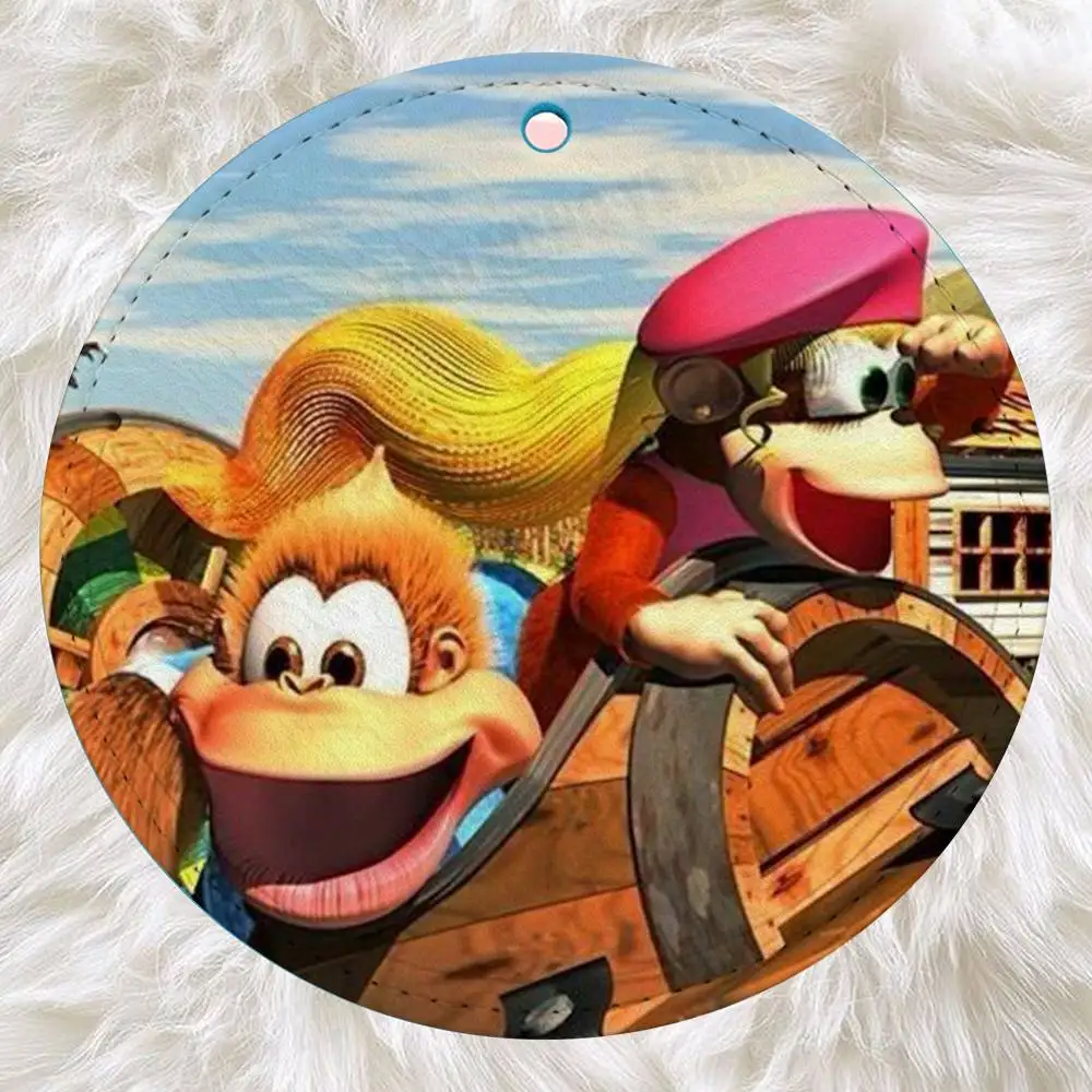 Фото Кожаная багажная бирка с мультяшным дизайном D-Donkey K-Kong для чемодана, идентификатор для багажа, держатель для имени, адреса, для путешествий №5