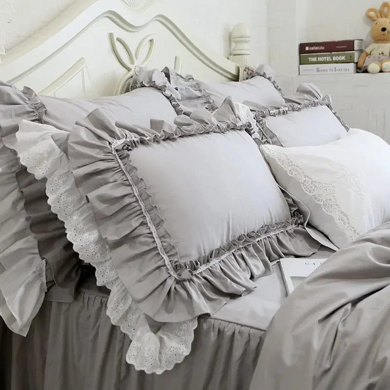 

Наволочки Julliette Dream, серые, кружевные, хлопковые, 2 штуки