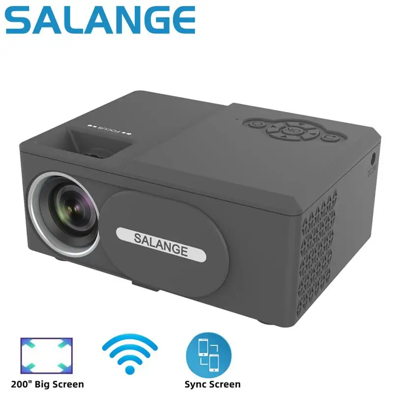 

Портативный мини-проектор Salange PTY60 с поддержкой 1080P, светодиодный домашний кинотеатр, медиаплеер, 800x480P, видеопроектор для дома и офиса