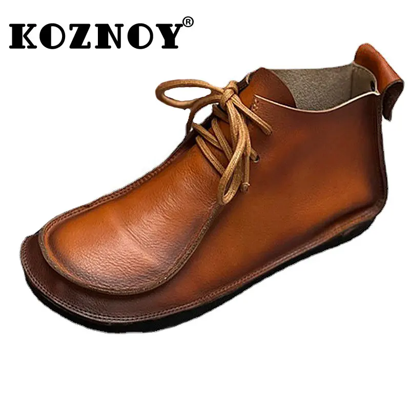 

Женские ботильоны из натуральной коровьей кожи, на плоской подошве, 2 см