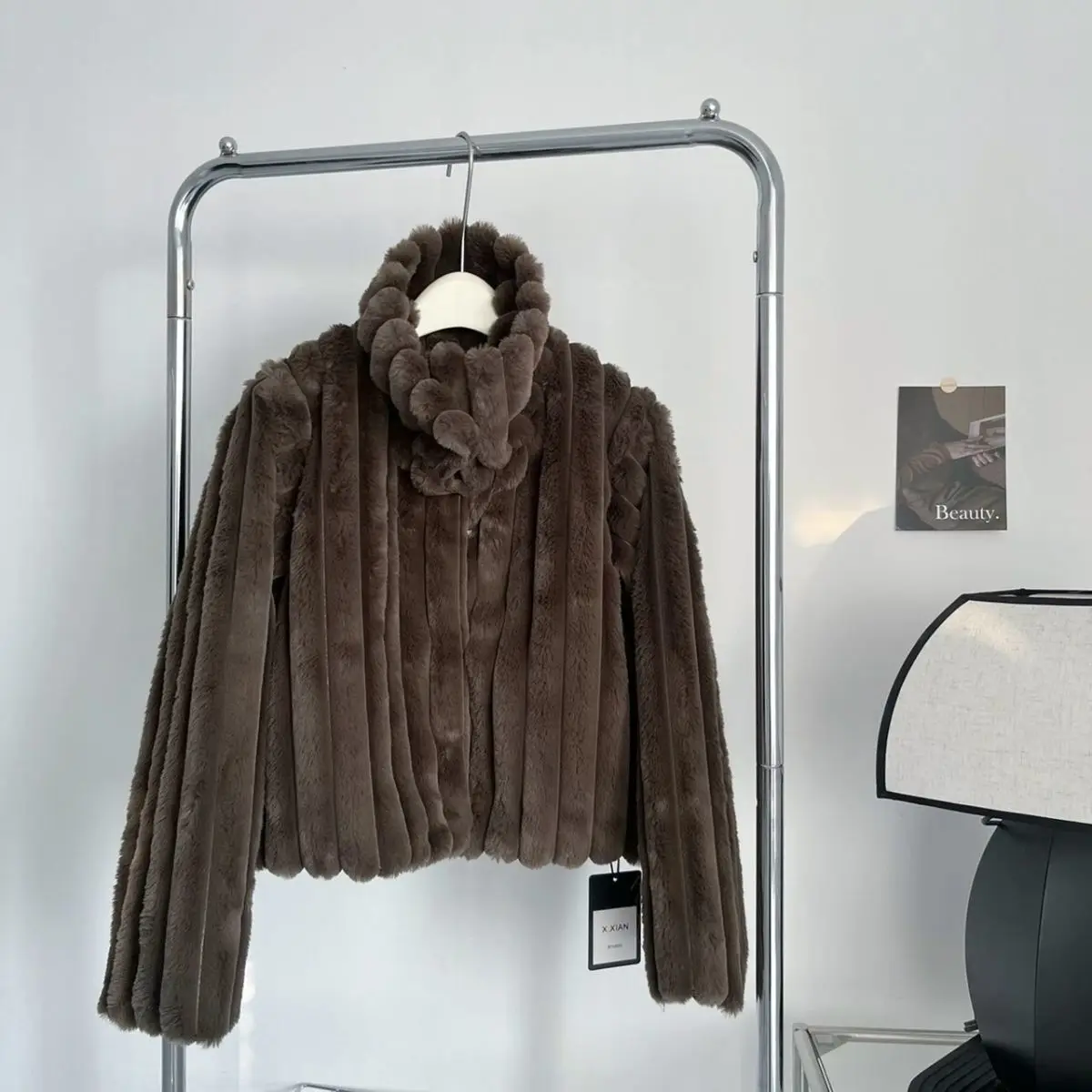 Parkas Women's Outdoors Coats Jackets 2022 Winter Fashion Faux Fur Stripe Splicing Turtleneck Warm Cardigan Casual Jacket Woman