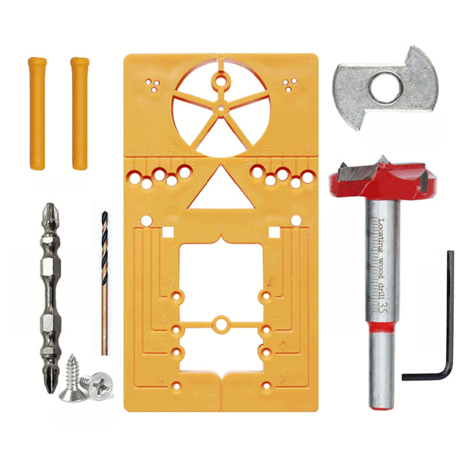 

Hinge Jig Drill Guide Set 35mm Hidden Hinge Hole Saw Jig Drill Guide Locator Bit Set For Cabinet Hinges And Mounting Plates