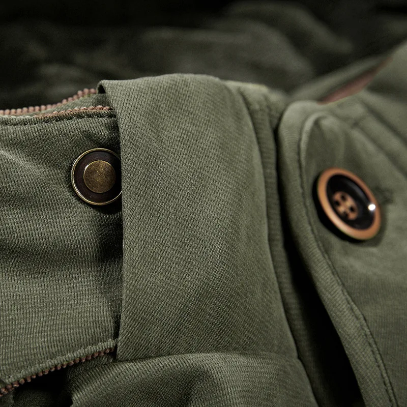 Solid Color Mens Parkas Jackets Hooded Thick Fleece Military Coat Fur Collar Warm Windbreaker Casual Outdoor Parka Overcoat Men