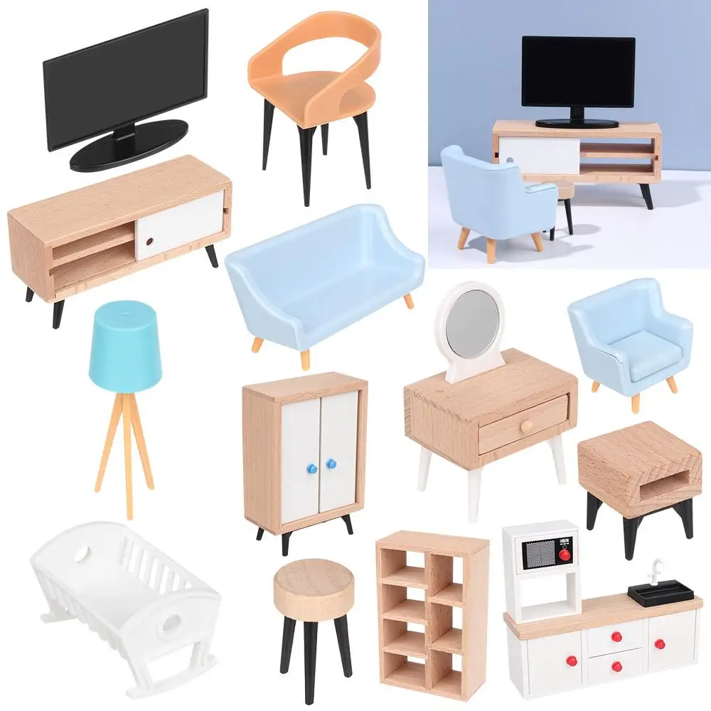 

Мини мебель для кукольного домика Миниатюрные аксессуары для кукол диван-кровать гардероб кукольный домик игровой домик микро-пейзаж 1:12