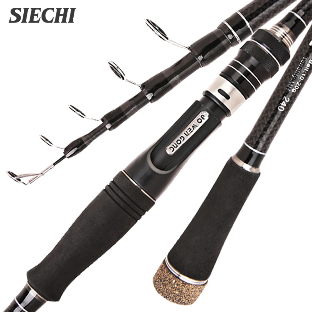 

SIECHI Carbon Telescopic Fishing Rod 1.8M 2.1M 2.4M 2.7M 3.0M 3.3M 3.6M Spinning Rod Carbon Fishing Pole Travel Lure Casting Rod