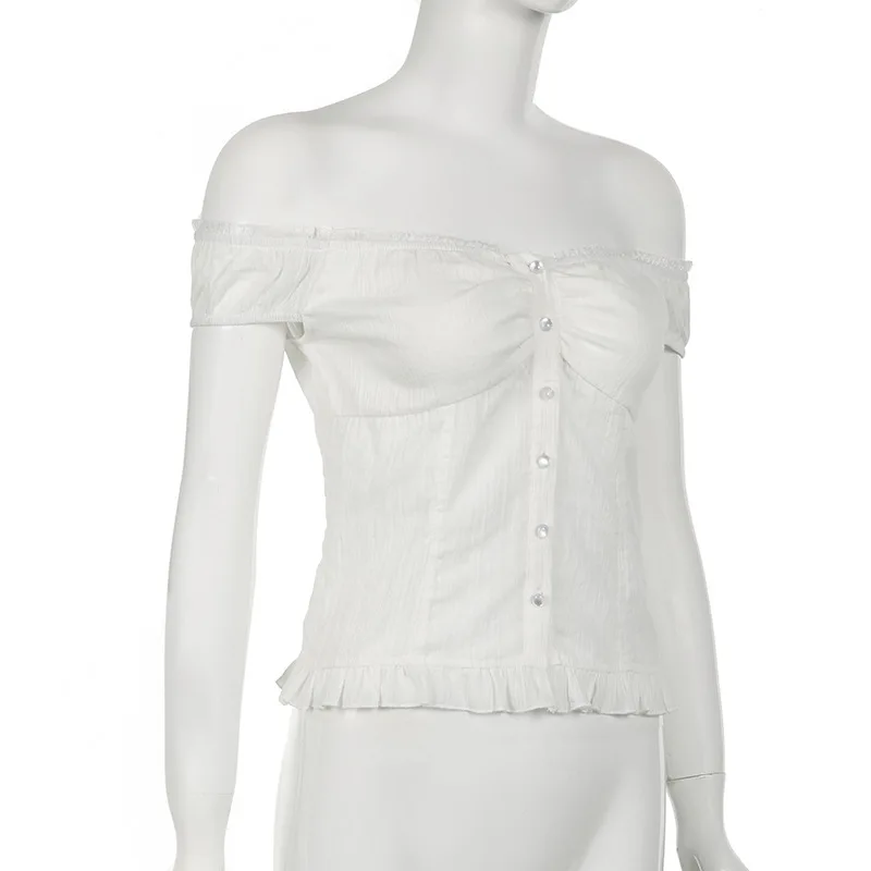 Французская женская кружевная рубашка с пузырьковым рукавом