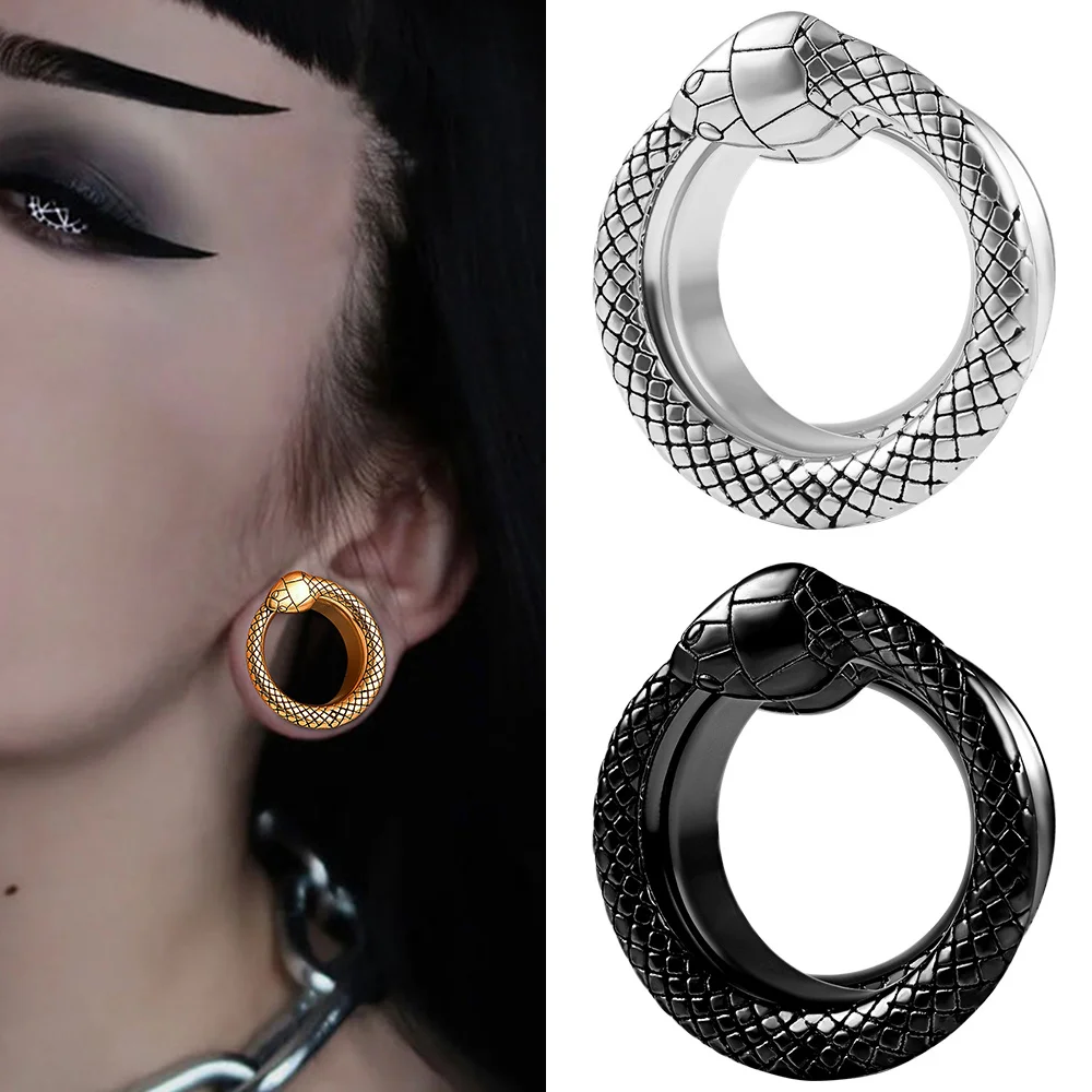 

Doearko 2PCS Stainless Steel Snake Ear Plugs Tunnels Gauges Earring Piercing Body Jewelry Expander Christmas Gift Tragus Women