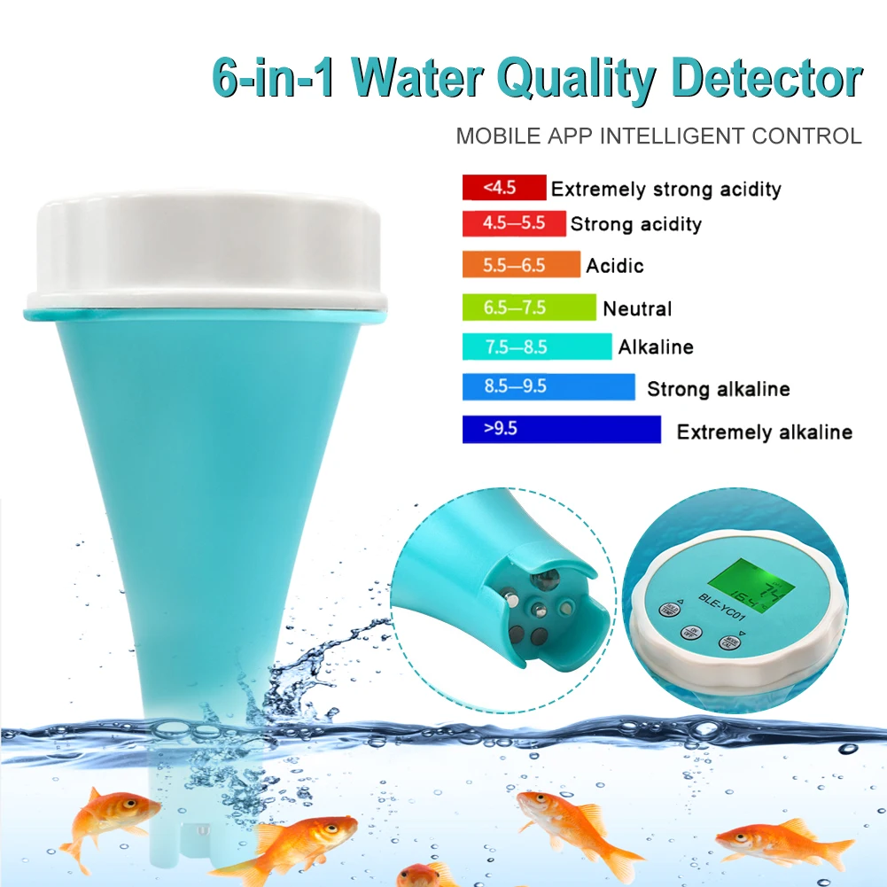 6 In 1PH Meter Bluetooth-compatible Digital PH Tester High Accuracy Water Quality Tester PH/TDS/EC/CL/ORP/Temp Meter For Pool