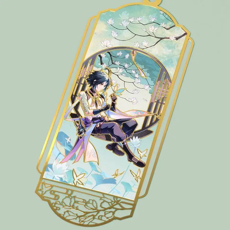 

Xiao Bookmarks Anime Genshin Impact Bookmark Figure Creative Trendy Charms Book Page Alloy Stationery School Supplies metal Gift