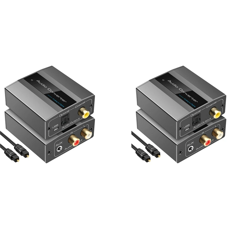 

2X Analog To Digital Audio Converter RCA To Optical With Optical Cable Audio Digital Toslink And Coaxial Audio Adapter