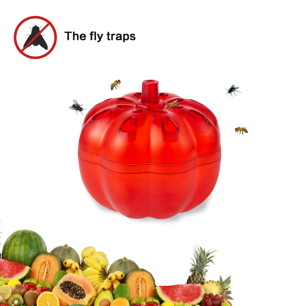 

2Pcs Fruit Fly Trap Red Pumpkin Shape Fruit Fly Killer Home Kitchen Non-Toxic Gnat Killer Fly Catcher Pest Insect Control