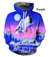 2022 fashion men women cool wolf 3d printed hoodies hip hop pullovers