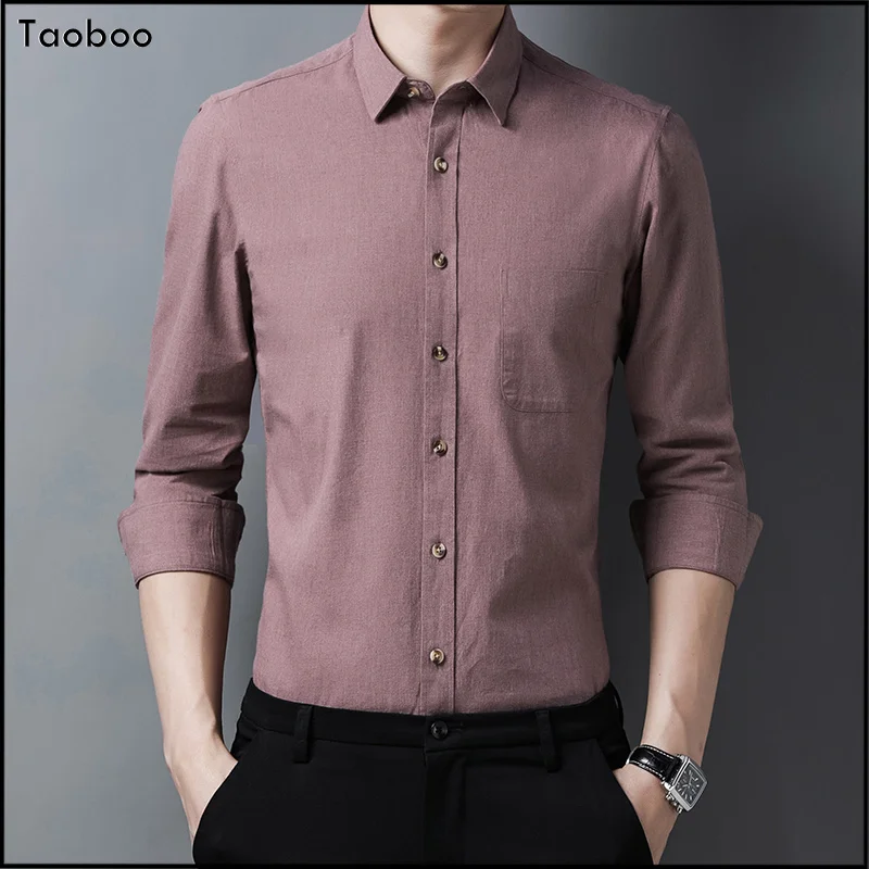 

2024 Fashion Classic Solid Color Male Shirt Long Sleeve Casual Top Grade shirts for men Slim Fit Vintage Men's clothing