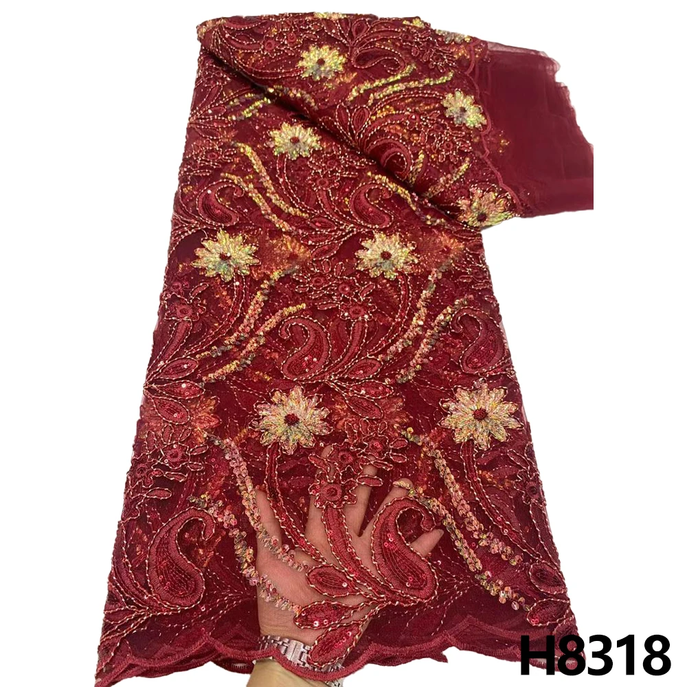 

Роскошная французская кружевная ткань с 3D вышивкой и бусинами, африканская нигерийская ткань с блестками для свадебных платьев для женщин 2023