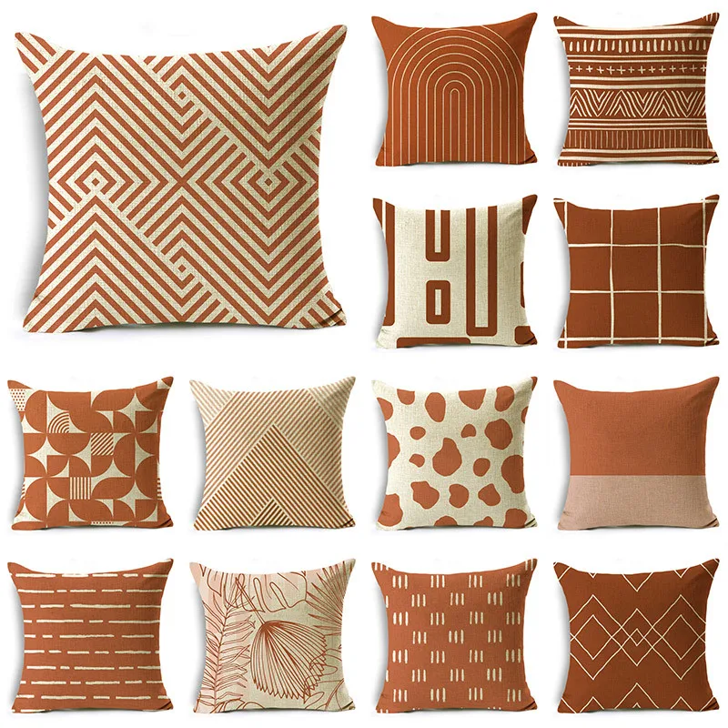 

Modern Minimalist Light Luxury Striped Geometric Pattern Linen Bedroom Living Room Sofa Decoration Pillowcase45*45cm