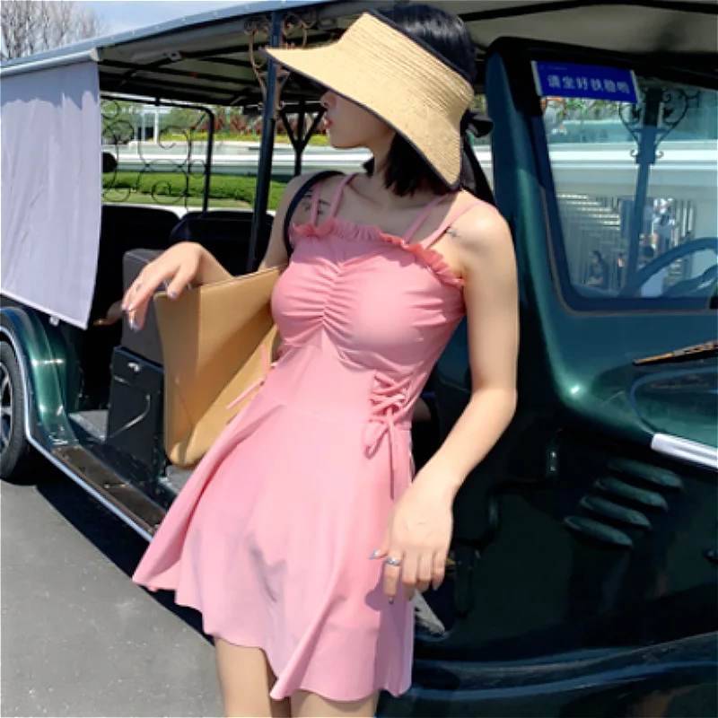 

Женский цельный пикантный костюм для плавания, летняя пляжная одежда, купальник с юбкой, монокини, трикини с отдельным плоским углом