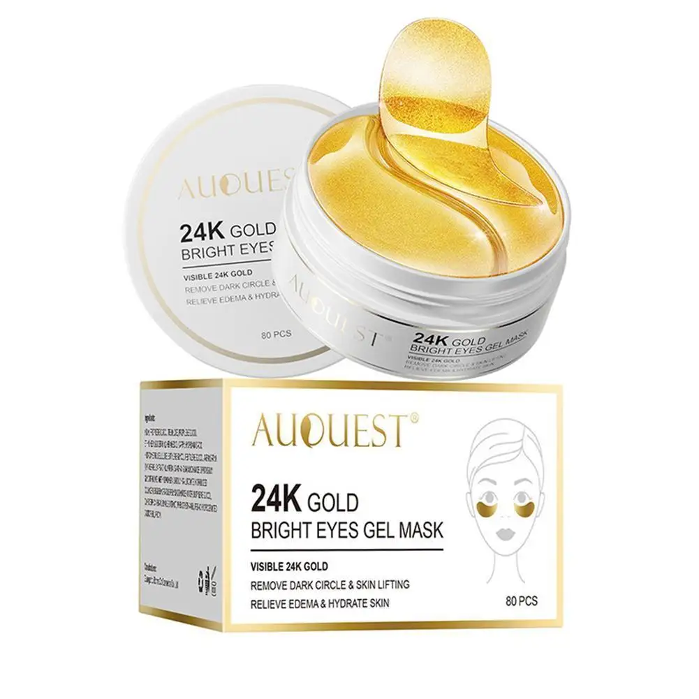 

80pcs 24K Gold Eye Mask Puffiness & Dark Circles Treatments Reduce Wrinkles Anti-Aging Moisturizing Whitening Eye Patches