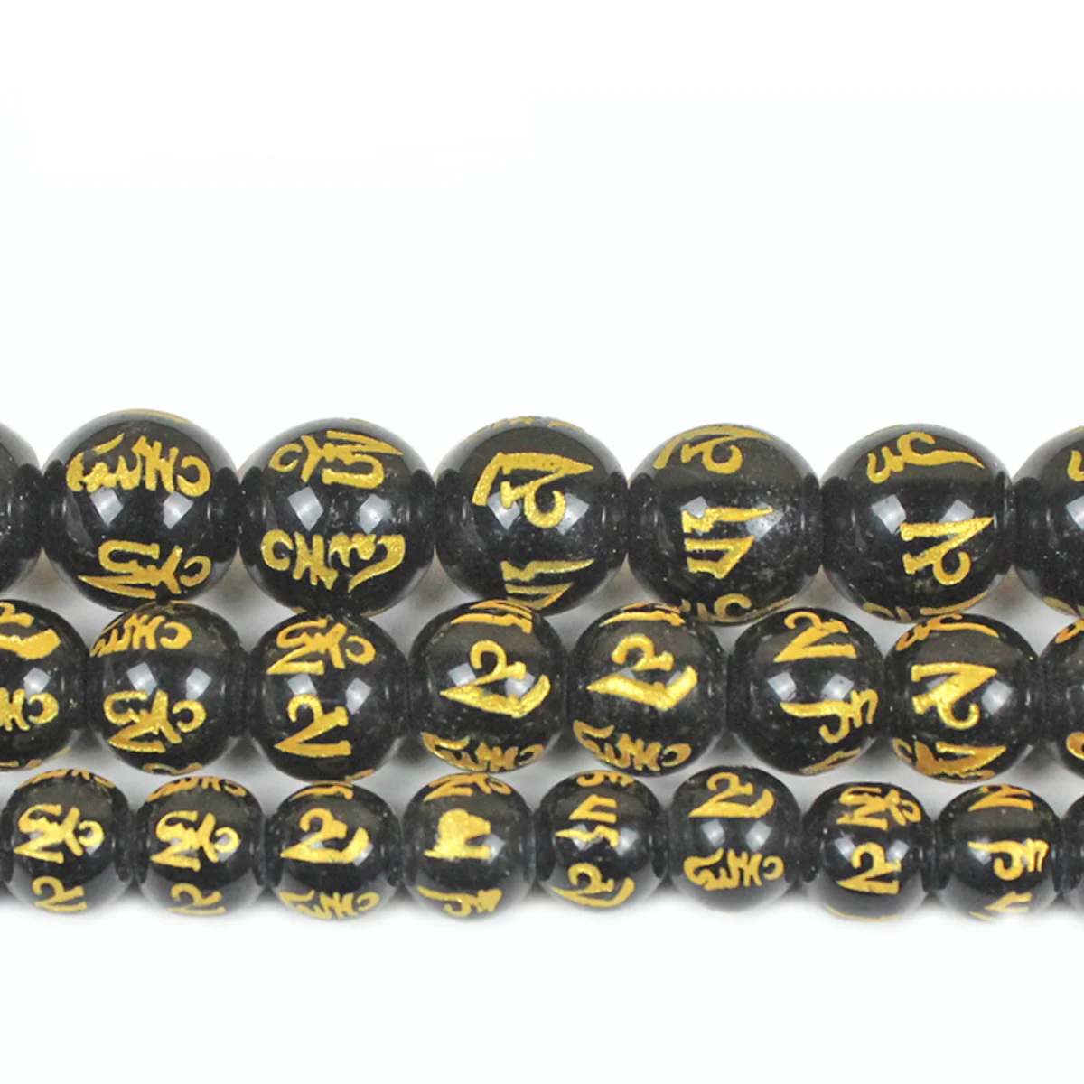 

Imitation Black Agate Resin Gilded Six Character True Words Semi-finished Loose Beads DIY Bracelet Jewelry Making Accessories