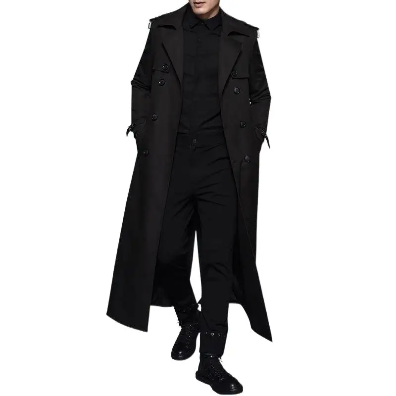 

6XL 7XL 8XL 9XL Genuine High-slit Trench Coat Windbreaker Long Fatal Classic Windbreaker Wu Jing Won the Handsome X-Long Coat