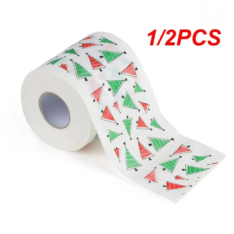 

1/2PCS Christmas Print Napkins Home Tool Santa Claus Bath Toilet Roll Paper Christmas Supplies Xmas Decor Tissue Cute High