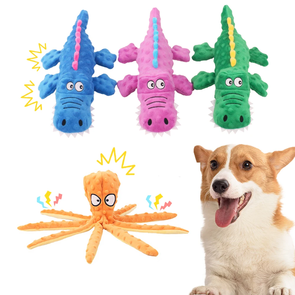 

Pet Dog Toy Squeaky Set Voice Octopus Crocodile Dog Teeth Cleaning Toys Bite Resistant For Small Medium Dogs Chew Pet Supplies