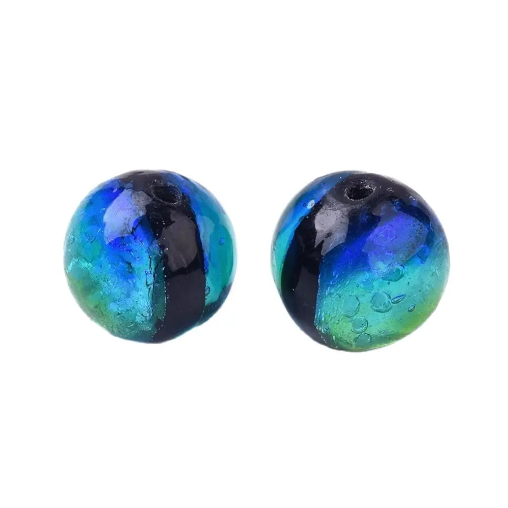 

10pcs Round Handmade Foil Glass Lampwork Beads 10mm for Fashion Jewelry Making DIY Bracelet Necklace Decor ,Hole: 1.2mm
