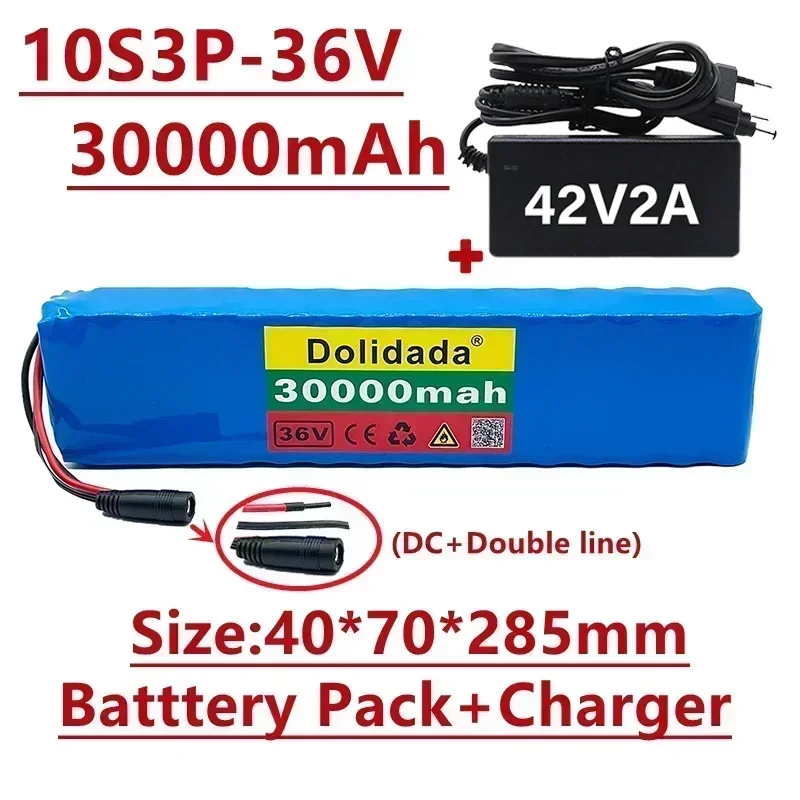 10s3p 36V 30000mah battery pack 600W suitable for Xiaomi m365 Pro eBike bicycle with built-in 20A BMS charger