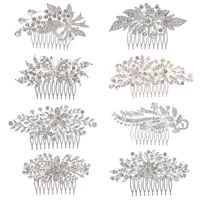 women girls leaf flower crystal hair ornaments bridesmaid hairpins headpieces bridal hair comb