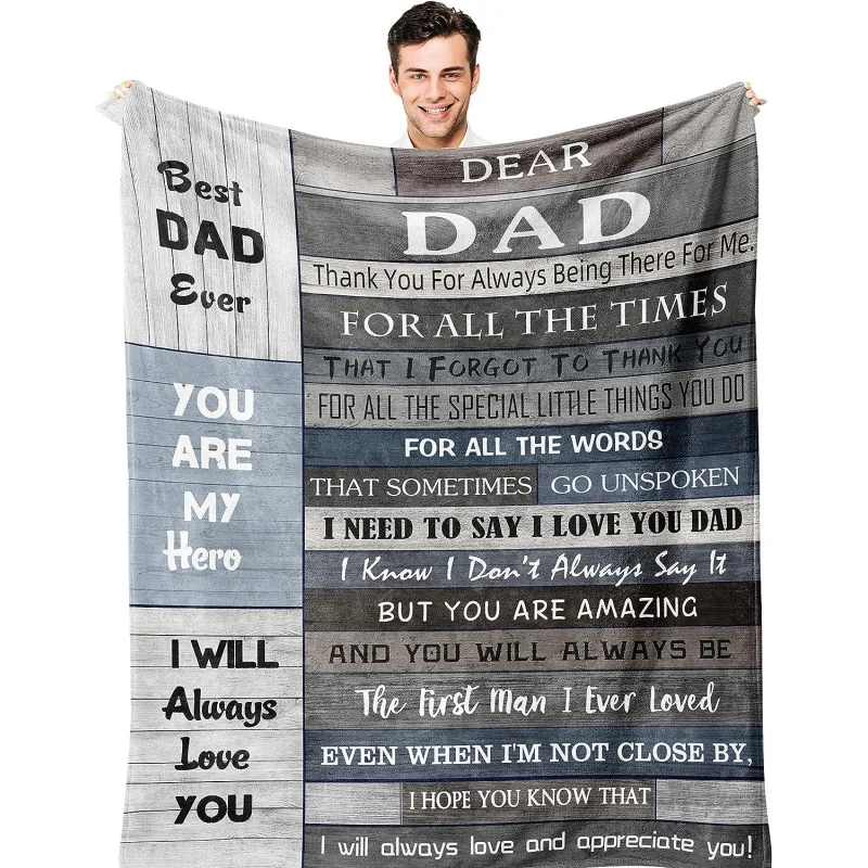 

Best Dad Ever Gifts from Daughter/Son Blanket 60X50inch Soft Flannel Throw Blankets for Couch Bed Sofa Cover Warm Travel Blanket