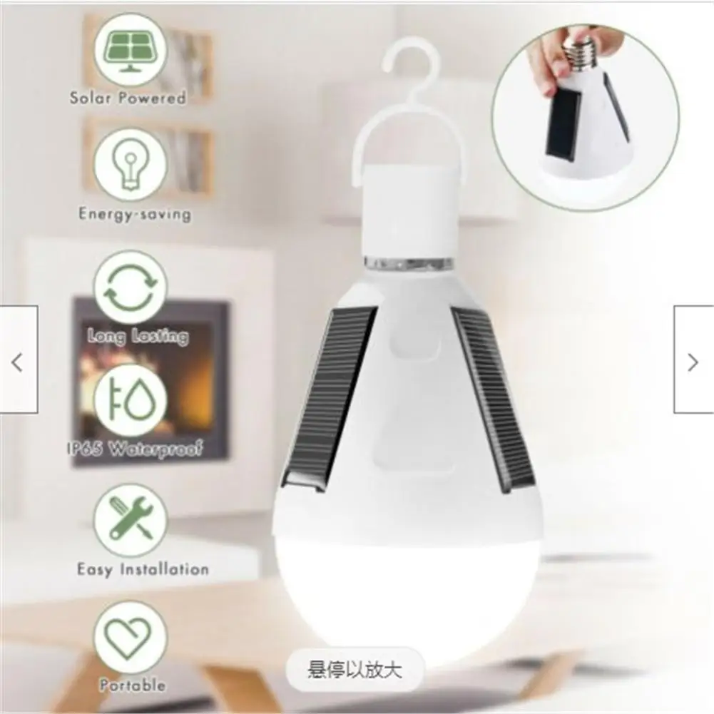 

12W LED Solar Power Bulb E27 E26 Protable LED Solar Lights Rechargeable Lampada LED Waterproof Outdoor Camp Tent Garden Lights