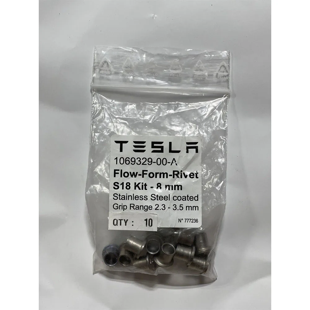 

High Quality For Tesla Rivet 1069329-00-A Stainless Steel Flow Form Rivet S18 8mm Grip Range 2.3-3.5mm Qty 10 Pcs