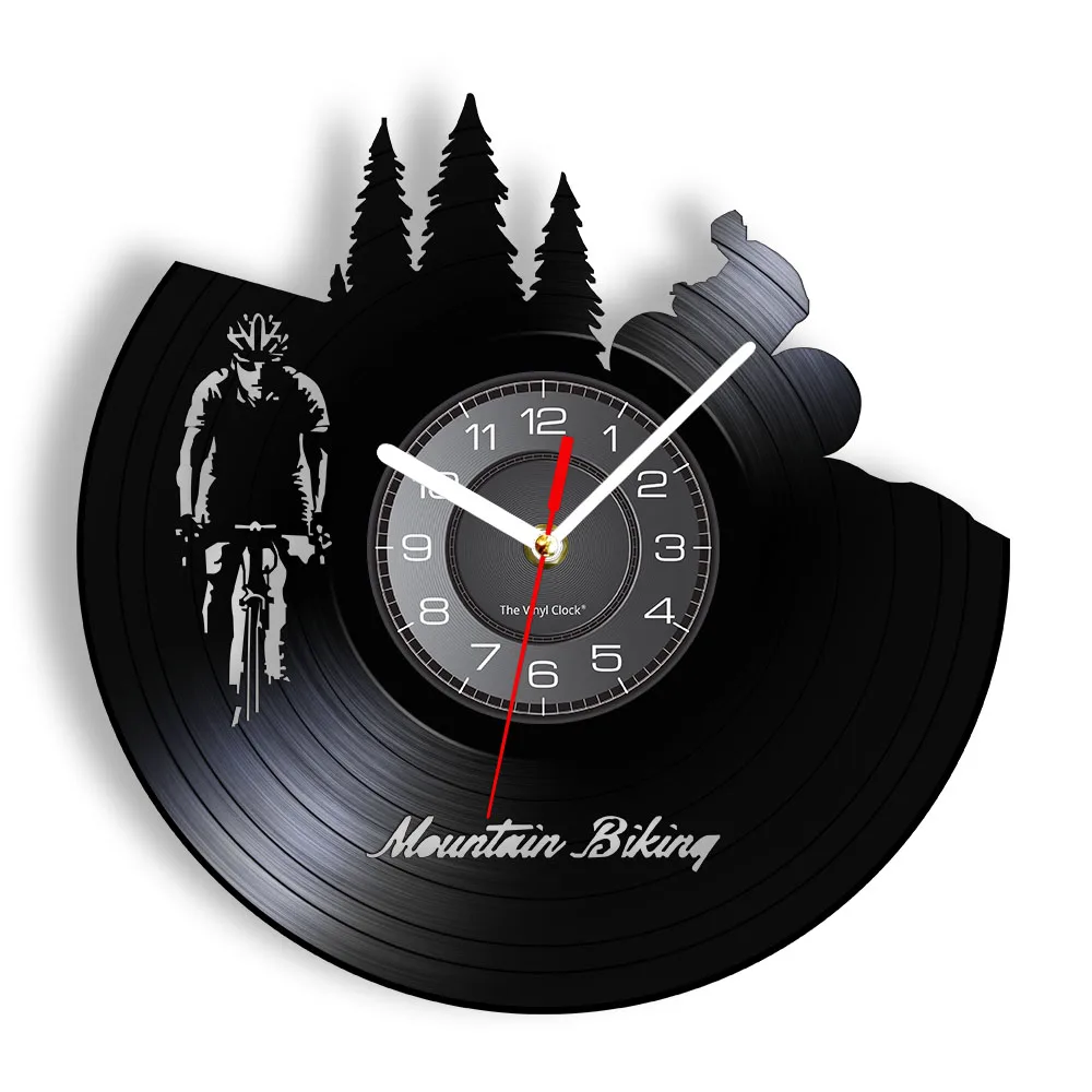 

Mountain Biking Wall Clock Freeride Biker Sport Vintage Wall Decor Vinyl Record LP Clock Bike Cycling Bikers Decorative Clock