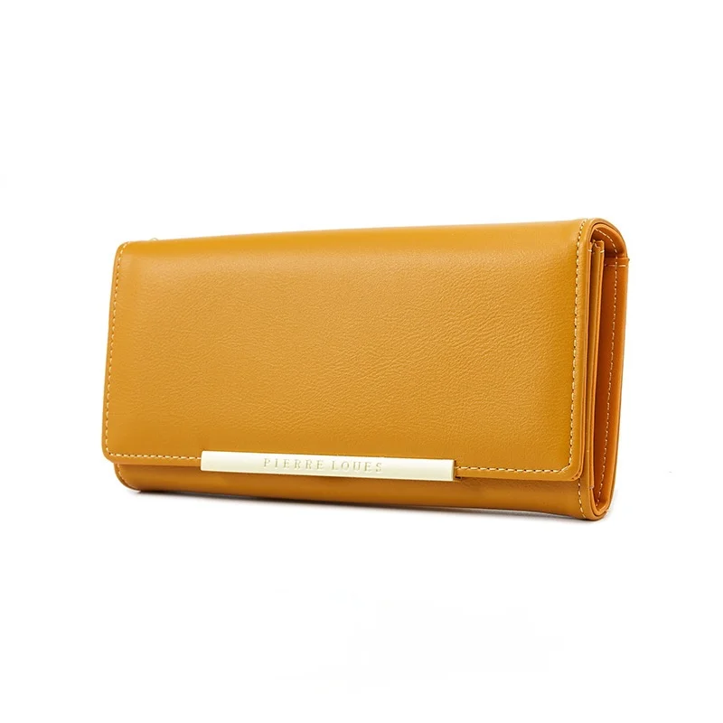 2022 New Yellow Leather Wallet Women Luxury Design Long  Woman Purses Big Capacity Zipper Purse Ladies Brand Coin Card Wallet
