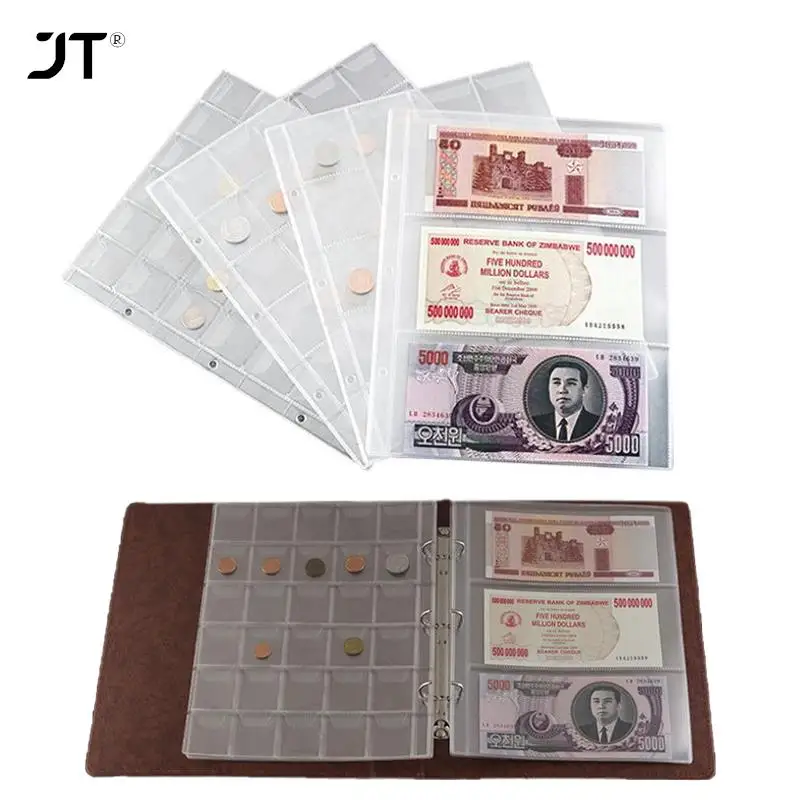 10Pcs/1pcs 3-slot Loose Leaf Money Banknote Album Page Collecting Holder Sleeves