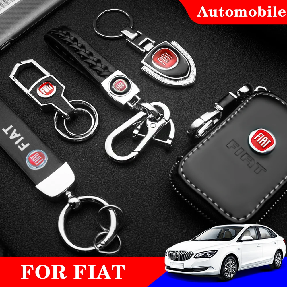 

3D Metal Car Styling KeyRing Car KeyChain Holder Buckle Ornament Auto Accessories For Fiat- 500X 124 Bravo Freemont Panda