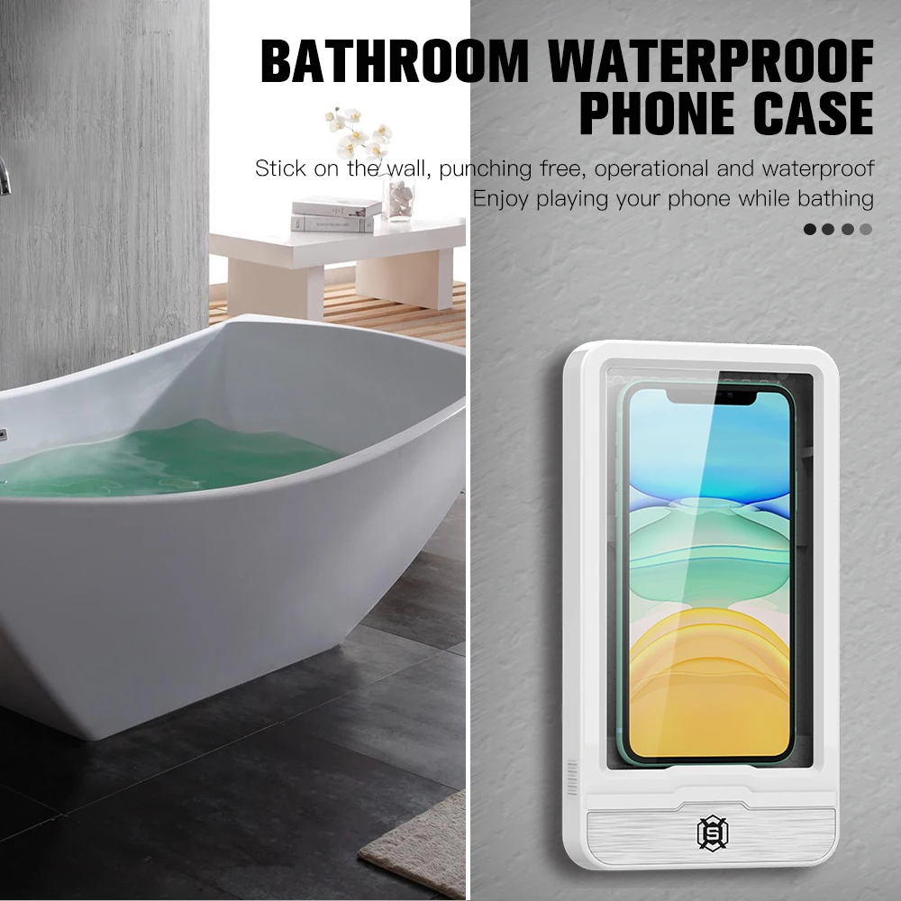 

6.7 Inches Sensitive Touch Waterproof Mobile Phone Case Anti-fog High-perspective Window Shower Phone Holder Slim Rotatable
