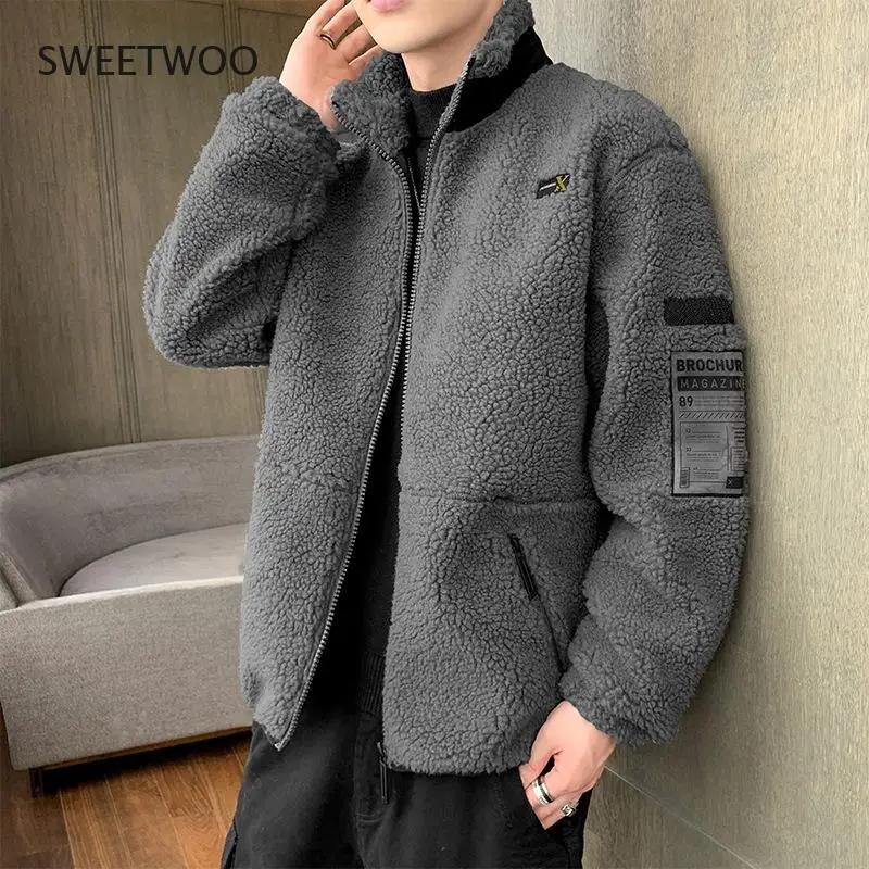 Korean Version of The New Autumn and Winter Men's Jacket Tooling Solid Color Polar Fleece All-match Outdoor Casual Jacket