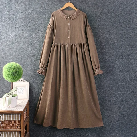 Осеннее вельветовое платье для женщин с длинным рукавом Повседневное платье миди DD0904-8146